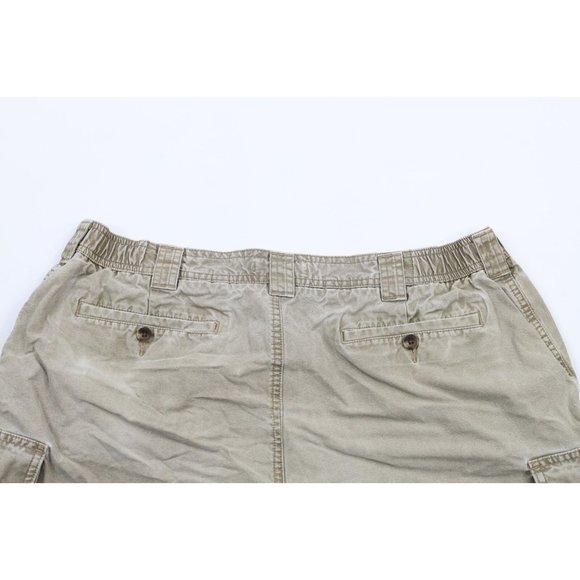 Vintage LL Bean Mens Size 38 Thrashed Above Knee Cargo Shorts Green Cotton - Picture 7 of 10